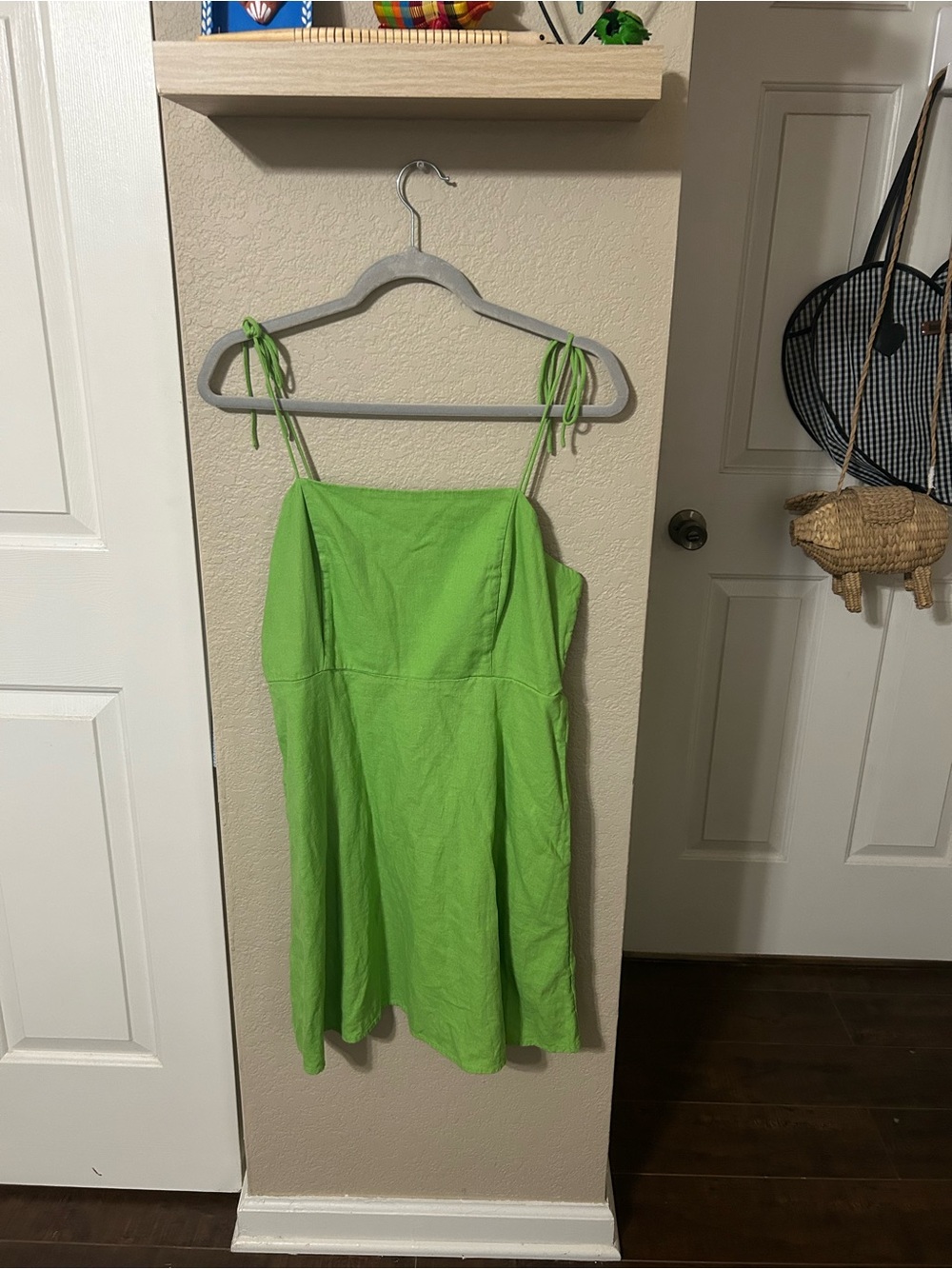 Old Navy Bright Lime Green Tie-Strap Midi Dress